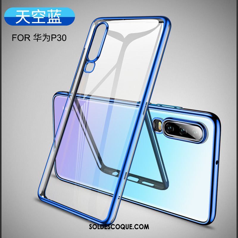 Coque Huawei P30 Très Mince Transparent Net Rouge Blanc Incassable Pas Cher