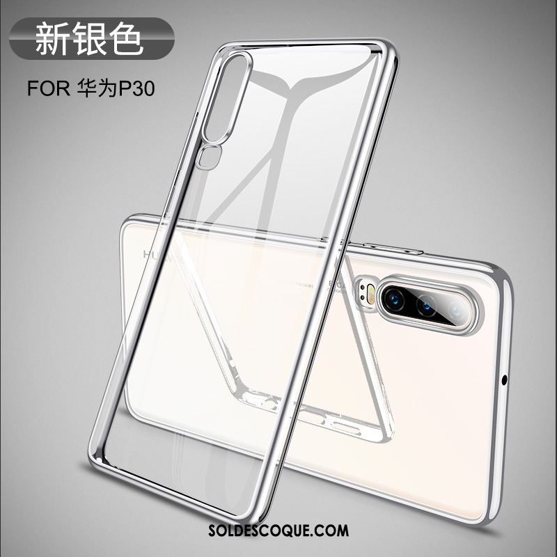 Coque Huawei P30 Très Mince Transparent Net Rouge Blanc Incassable Pas Cher