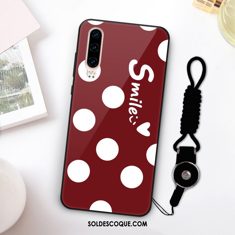 Coque Huawei P30 Verre Créatif Rose Net Rouge Personnalité En Ligne