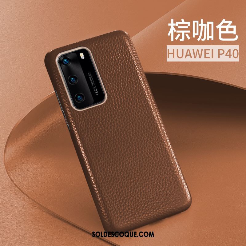 Coque Huawei P40 Cuir Tout Compris Cuir Véritable Nouveau Incassable Soldes