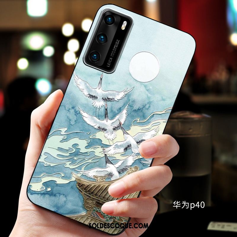 Coque Huawei P40 Gaufrage Fluide Doux Protection Téléphone Portable Étui Pas Cher