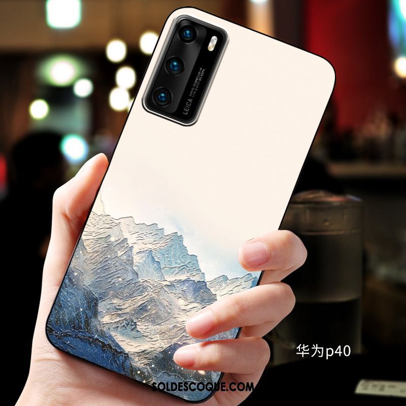 Coque Huawei P40 Gaufrage Fluide Doux Protection Téléphone Portable Étui Pas Cher