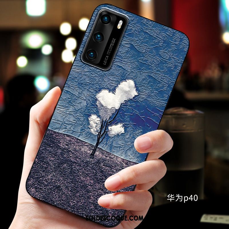 Coque Huawei P40 Gaufrage Fluide Doux Protection Téléphone Portable Étui Pas Cher