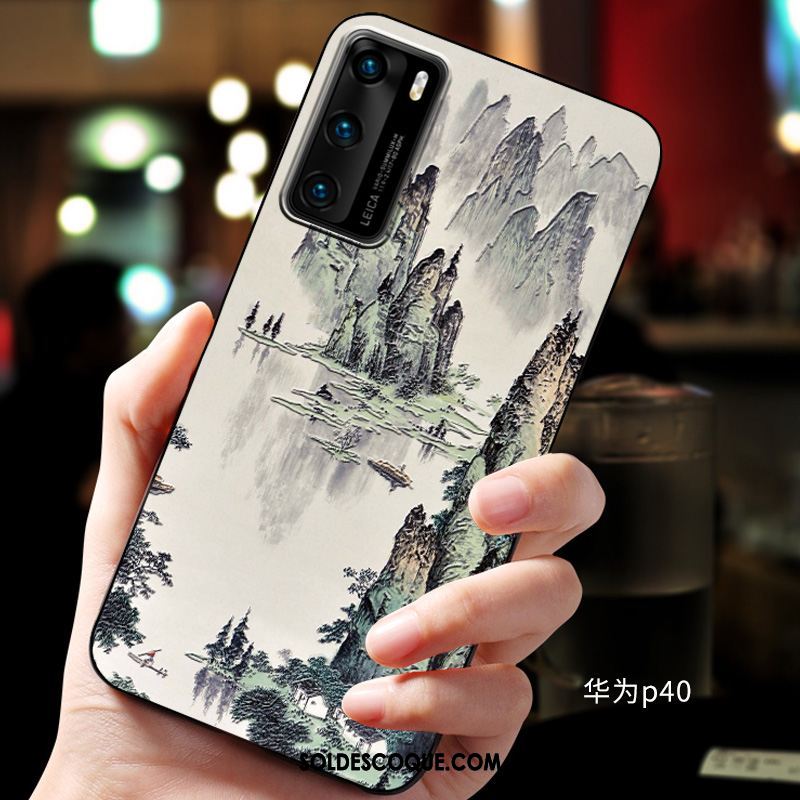 Coque Huawei P40 Gaufrage Fluide Doux Protection Téléphone Portable Étui Pas Cher