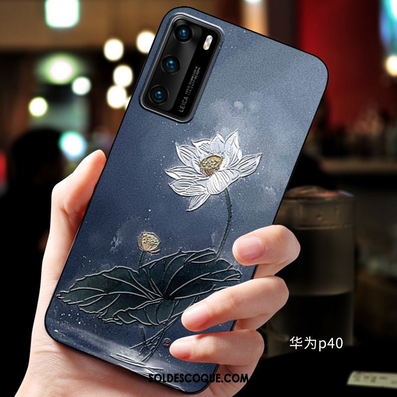 Coque Huawei P40 Gaufrage Fluide Doux Protection Téléphone Portable Étui Pas Cher