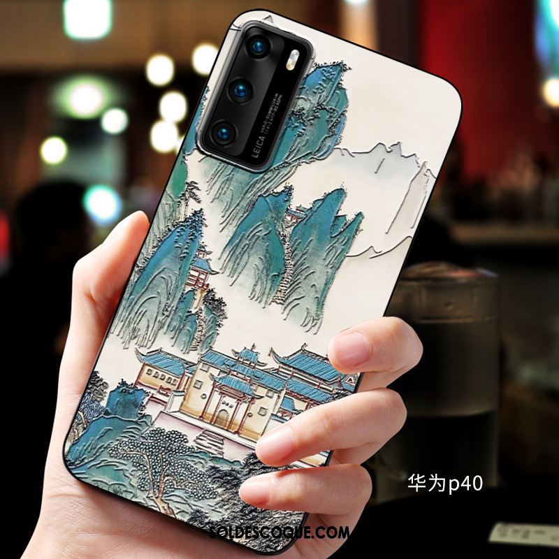 Coque Huawei P40 Gaufrage Fluide Doux Protection Téléphone Portable Étui Pas Cher