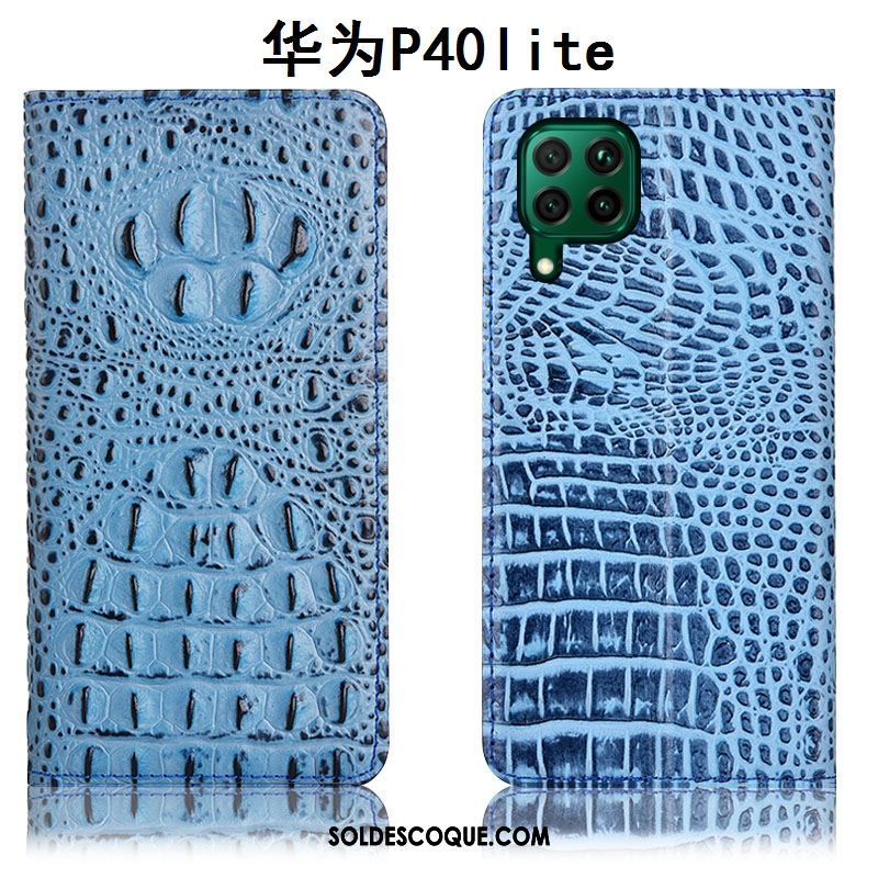 Coque Huawei P40 Lite Bleu Tout Compris Étui Étui En Cuir Protection Soldes