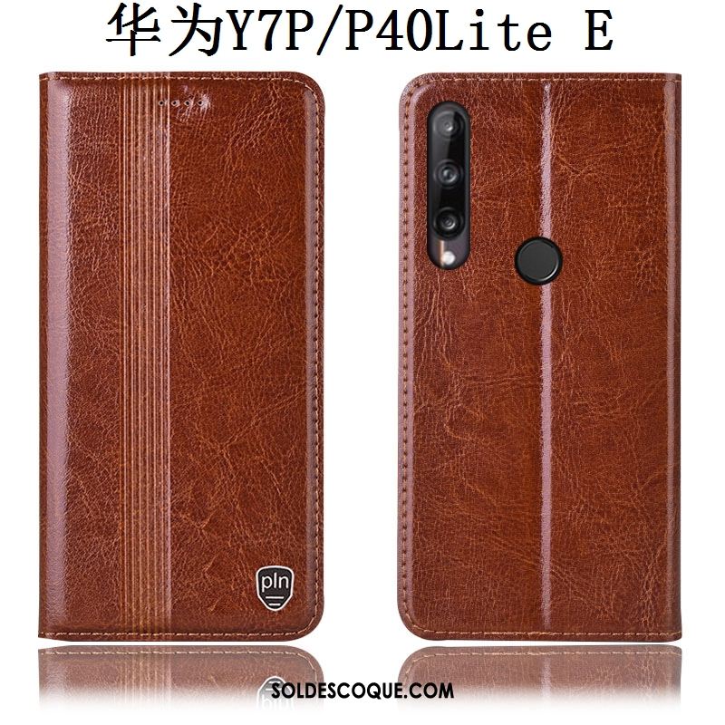 Coque Huawei P40 Lite E Incassable Noir Étui Téléphone Portable Cuir Véritable Housse Pas Cher