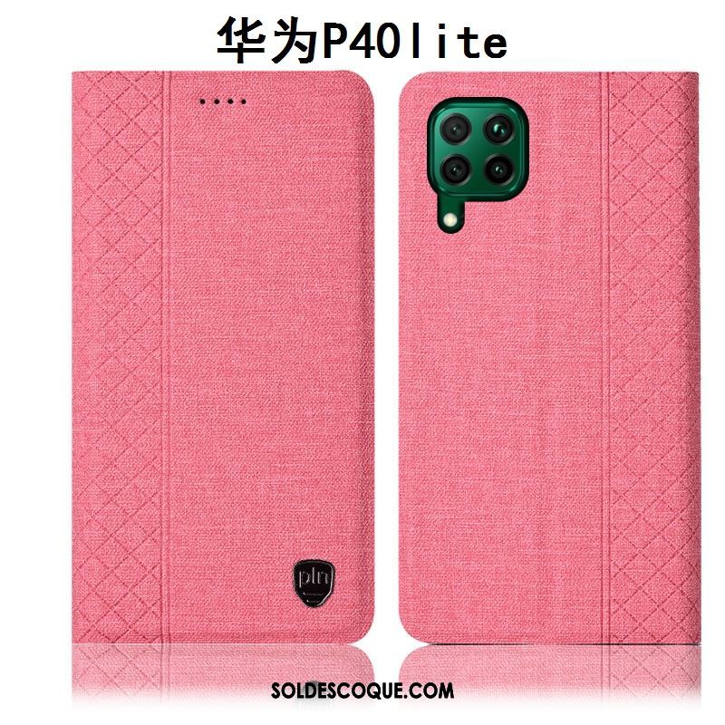 Coque Huawei P40 Lite Incassable Lin Protection Étui En Cuir Téléphone Portable Housse En Ligne