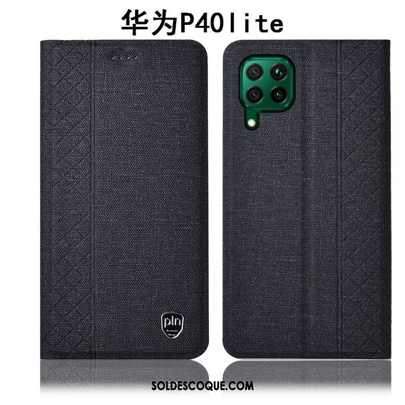 Coque Huawei P40 Lite Incassable Lin Protection Étui En Cuir Téléphone Portable Housse En Ligne