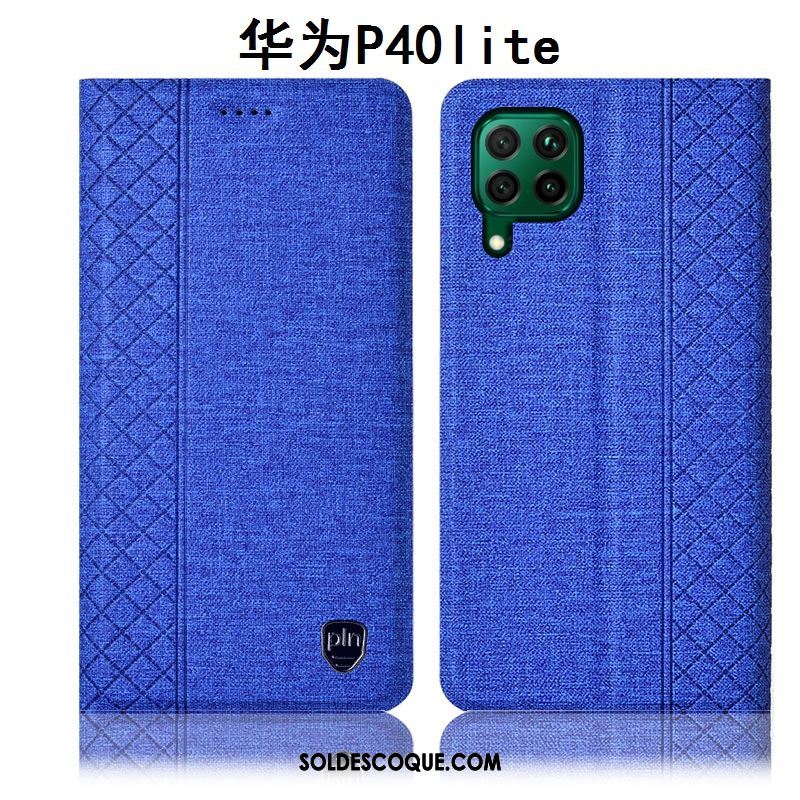 Coque Huawei P40 Lite Incassable Lin Protection Étui En Cuir Téléphone Portable Housse En Ligne