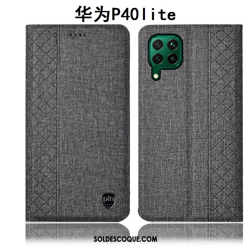 Coque Huawei P40 Lite Incassable Lin Protection Étui En Cuir Téléphone Portable Housse En Ligne