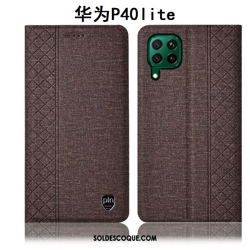 Coque Huawei P40 Lite Incassable Lin Protection Étui En Cuir Téléphone Portable Housse En Ligne