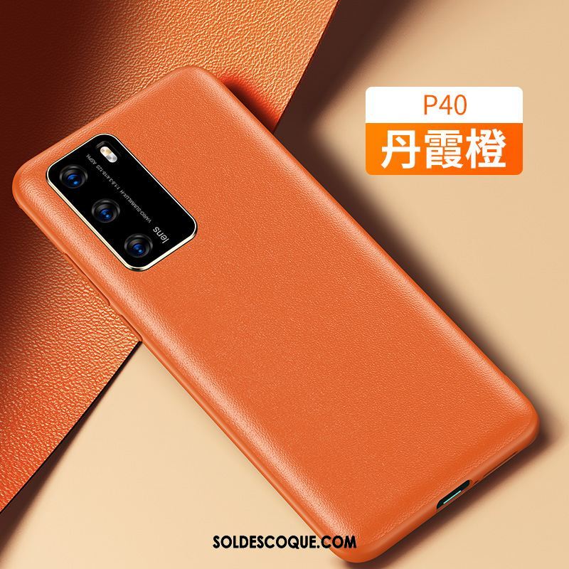 Coque Huawei P40 Luxe Cuir Noir Protection Téléphone Portable En Vente