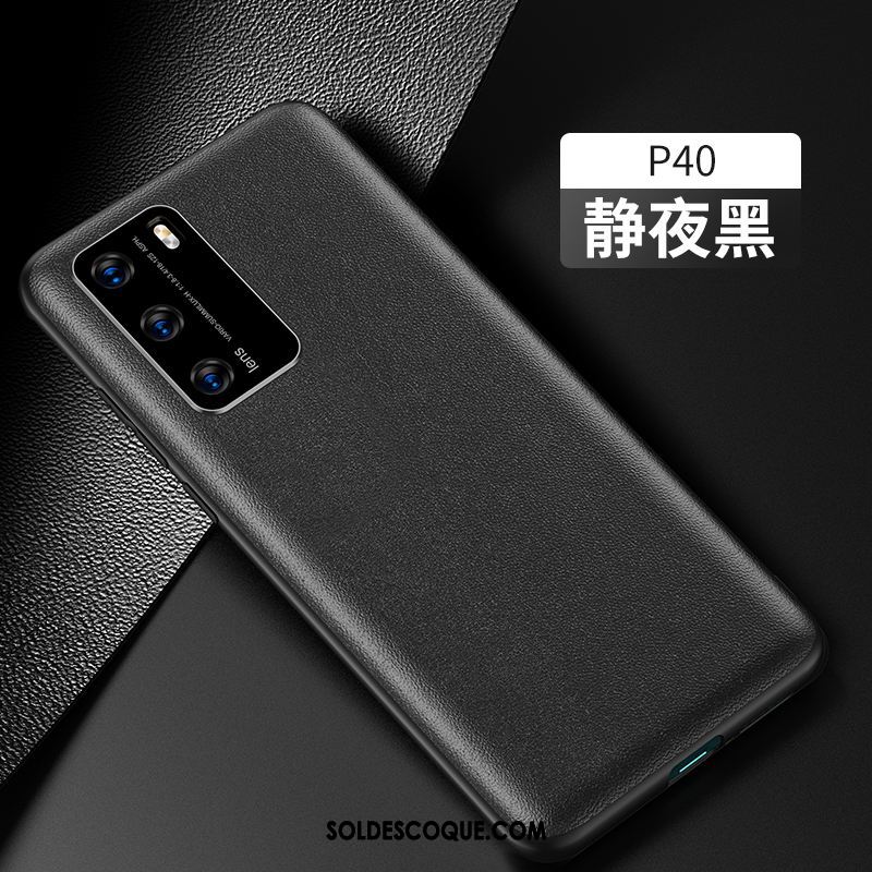 Coque Huawei P40 Luxe Cuir Noir Protection Téléphone Portable En Vente