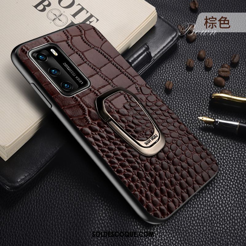 Coque Huawei P40 Marque De Tendance Incassable Étui En Cuir Anneau Personnalité En Ligne