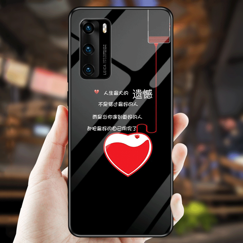 Coque Huawei P40 Personnalisé Amoureux Noir Étui Miroir Soldes