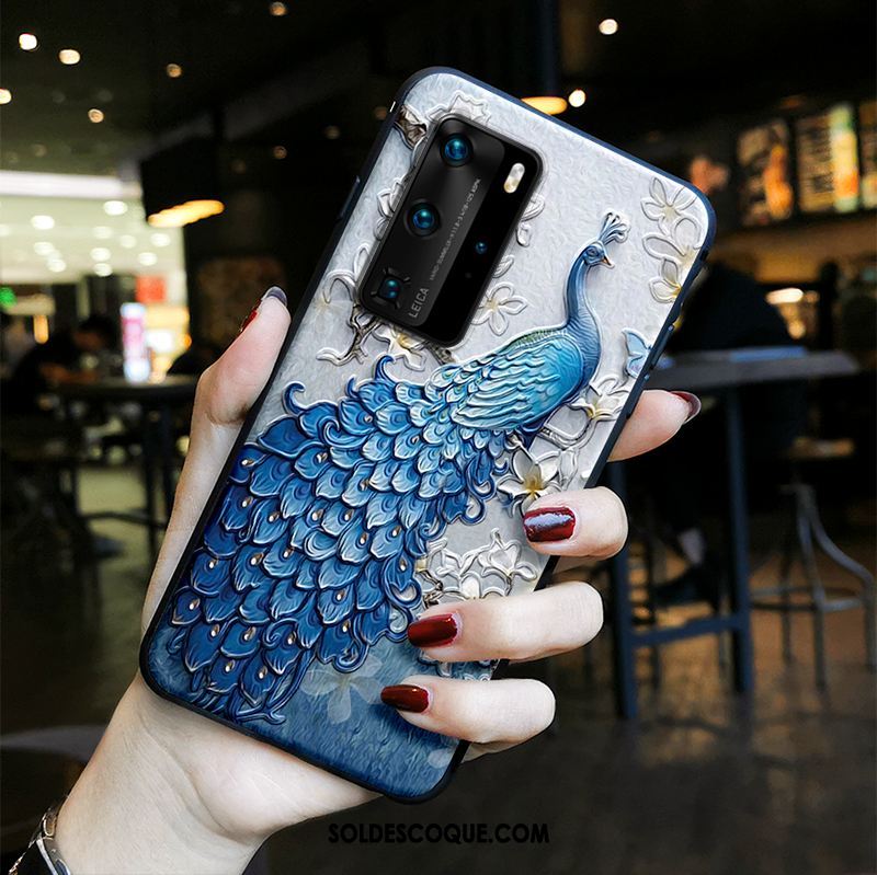 Coque Huawei P40 Pro Gaufrage Style Chinois Délavé En Daim Protection Tendance France