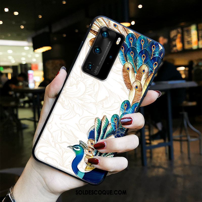 Coque Huawei P40 Pro Gaufrage Style Chinois Délavé En Daim Protection Tendance France