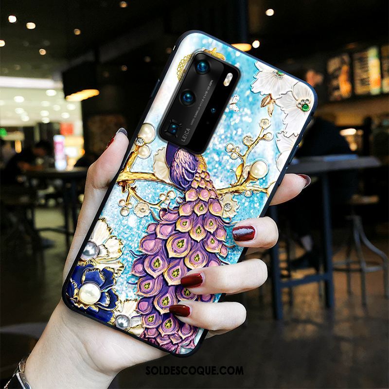 Coque Huawei P40 Pro Gaufrage Style Chinois Délavé En Daim Protection Tendance France