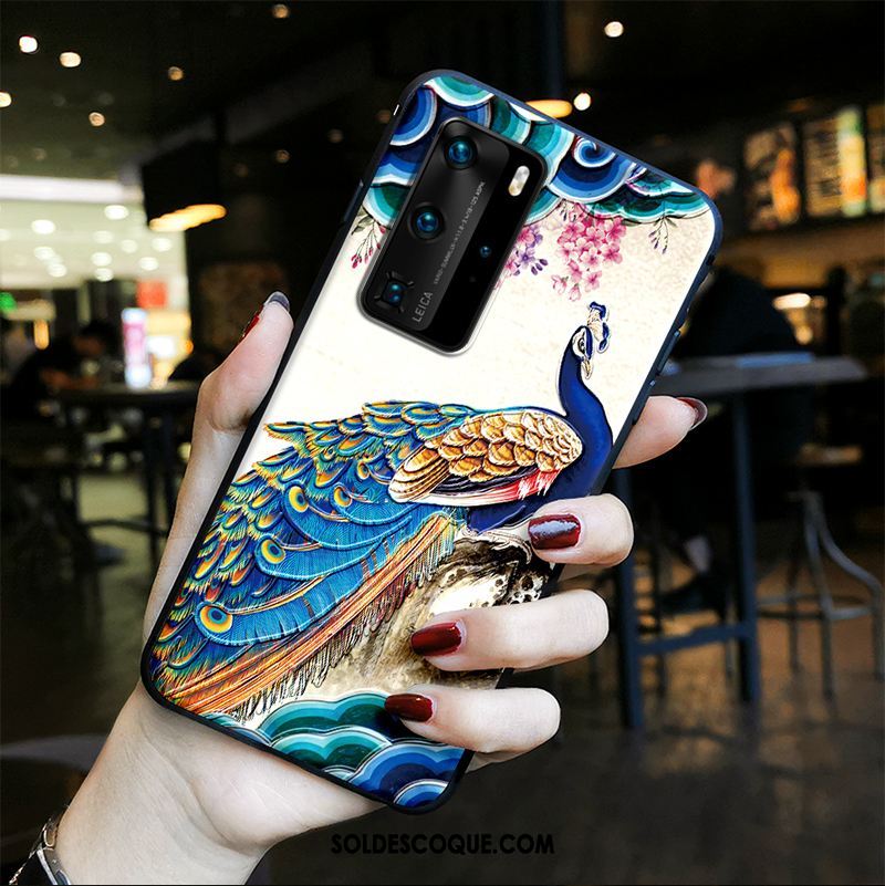 Coque Huawei P40 Pro Gaufrage Style Chinois Délavé En Daim Protection Tendance France