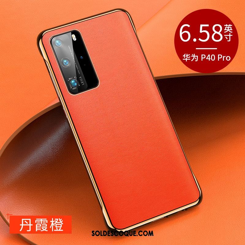 Coque Huawei P40 Pro Luxe Cuir Étui Net Rouge Nouveau En Vente