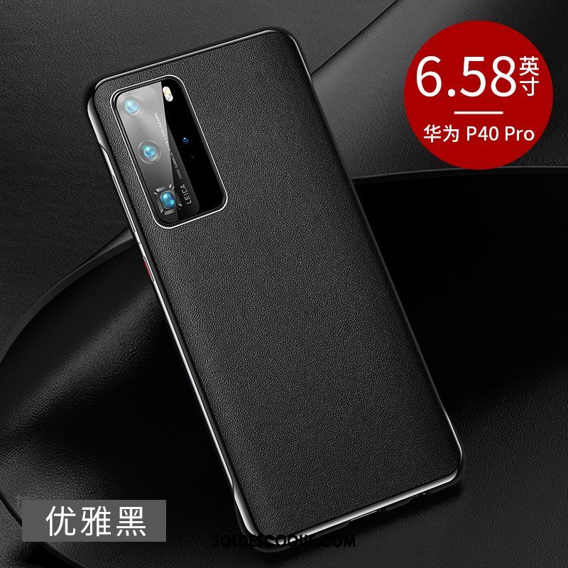 Coque Huawei P40 Pro Luxe Cuir Étui Net Rouge Nouveau En Vente