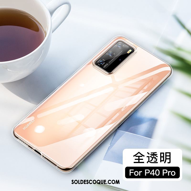 Coque Huawei P40 Pro Net Rouge Tout Compris Transparent Fluide Doux Incassable Pas Cher