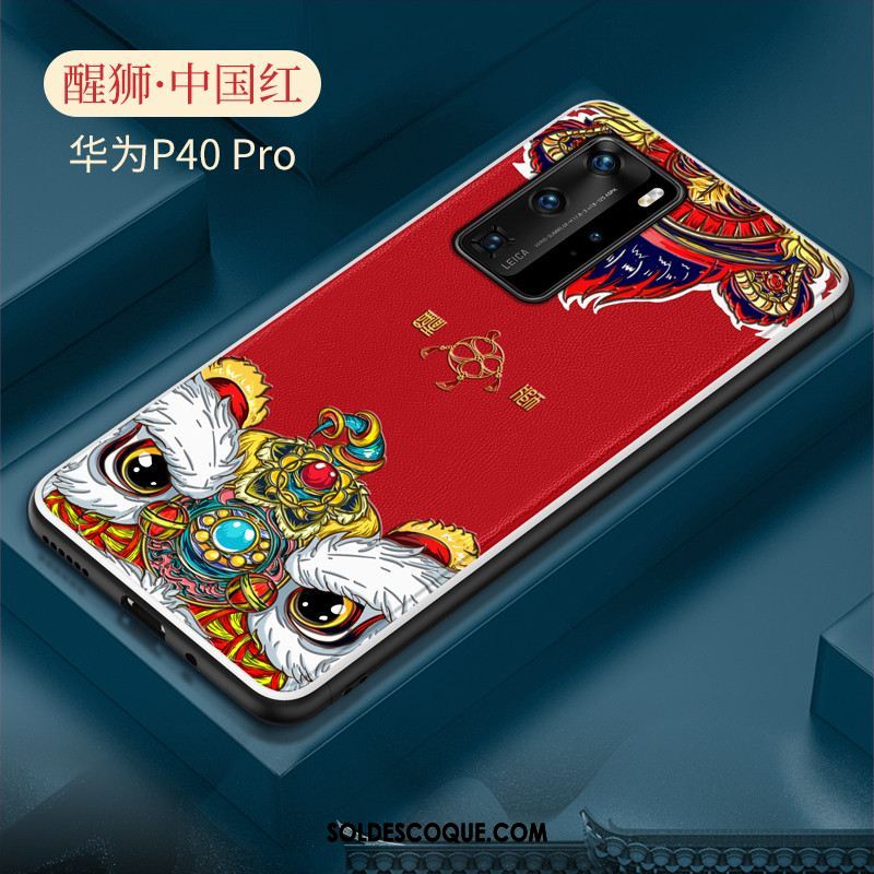 Coque Huawei P40 Pro Silicone Tendance Rouge Incassable Créatif Soldes