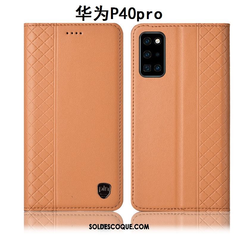 Coque Huawei P40 Pro Étui En Cuir Incassable Téléphone Portable Plaid Protection Housse Pas Cher