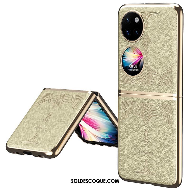 Coque Huawei P50 Pocket Simili Cuir Florale Rétro