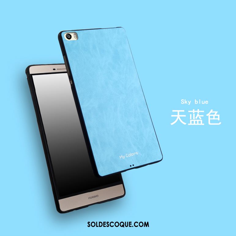 Coque Huawei P8 Bleu Protection Couleur Anneau Silicone Pas Cher