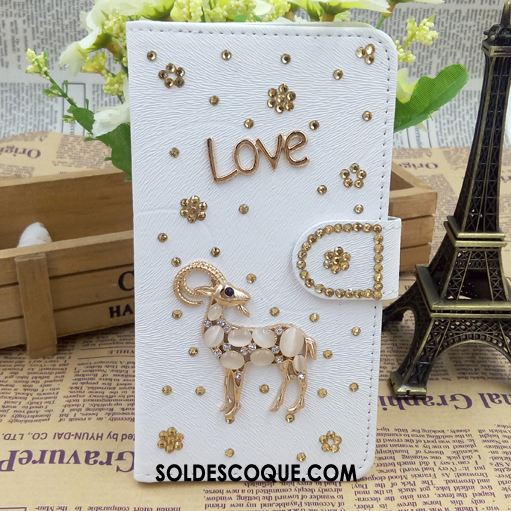 Coque Huawei P8 Lite 2017 Téléphone Portable Étui En Cuir Jeunesse Strass Bleu Pas Cher