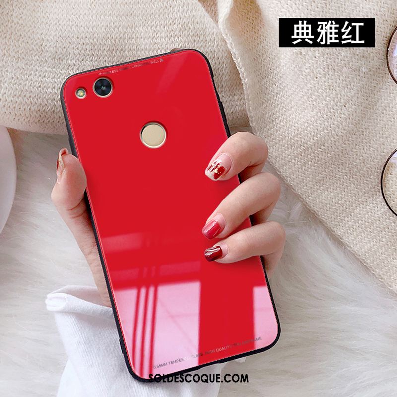 Coque Huawei P8 Lite 2017 Verre Couleur Unie Rose Téléphone Portable Jeunesse Housse Soldes