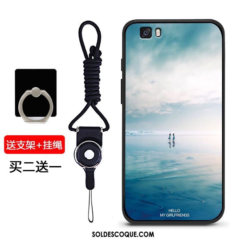 Coque Huawei P8 Lite Fluide Doux Tendance Délavé En Daim Jeunesse Étui Pas Cher