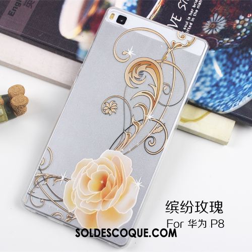 Coque Huawei P8 Protection Transparent Très Mince Téléphone Portable Gaufrage Housse Soldes