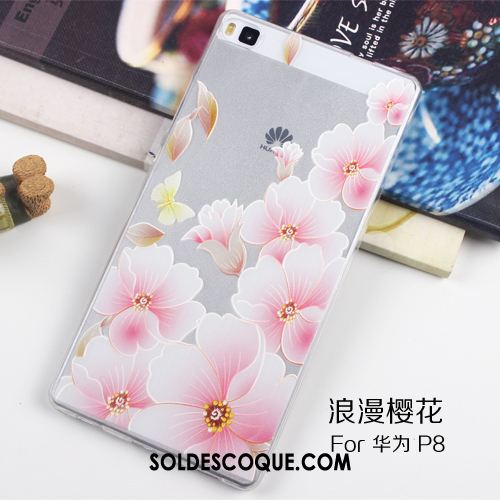 Coque Huawei P8 Protection Transparent Très Mince Téléphone Portable Gaufrage Housse Soldes