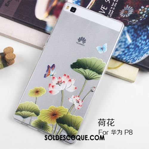 Coque Huawei P8 Protection Transparent Très Mince Téléphone Portable Gaufrage Housse Soldes