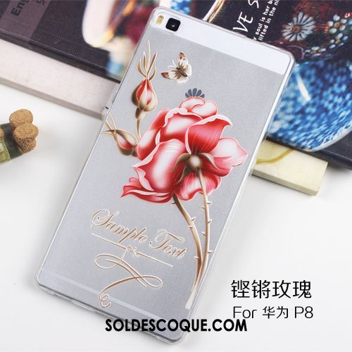 Coque Huawei P8 Protection Transparent Très Mince Téléphone Portable Gaufrage Housse Soldes