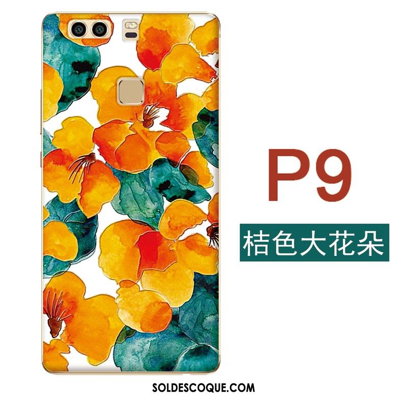 Coque Huawei P9 Fleurs Art Fluide Doux Gaufrage Silicone Pas Cher