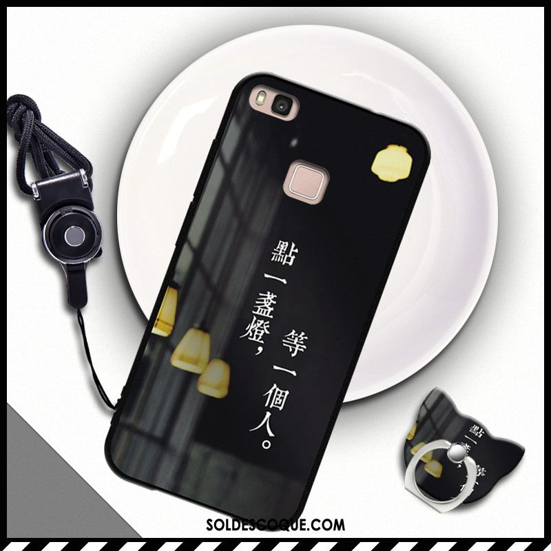 Coque Huawei P9 Lite Bordure Téléphone Portable Protection Blanc Gaufrage En Ligne