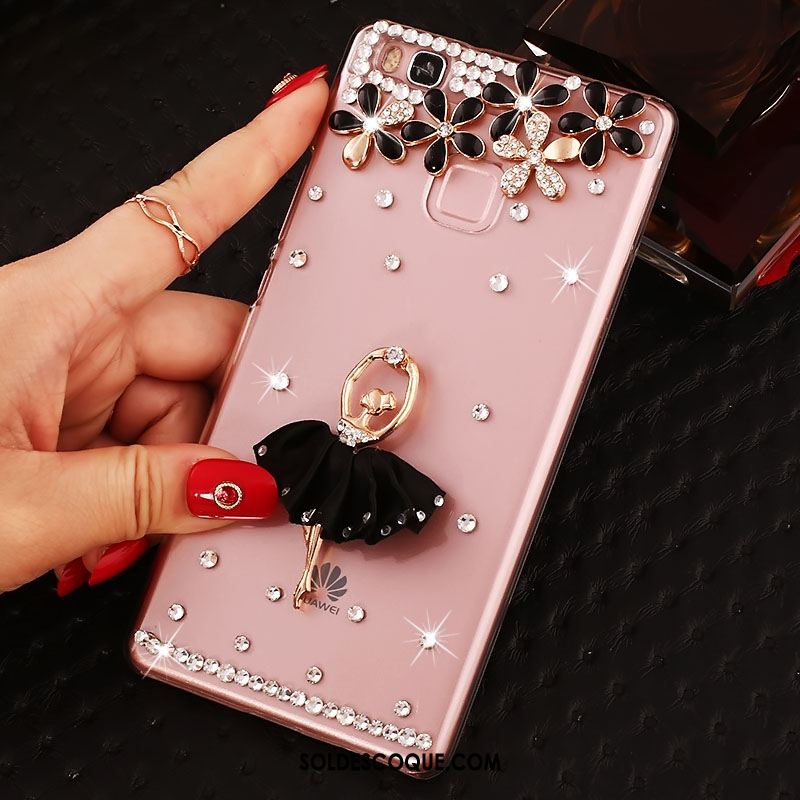 Coque Huawei P9 Lite Couvercle Arrière Strass Transparent Téléphone Portable Étui Housse Soldes