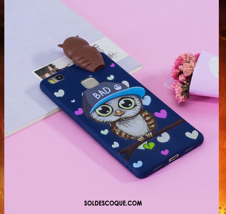 Coque Huawei P9 Lite Dessin Animé Peinture Étui Bleu Tout Compris Pas Cher