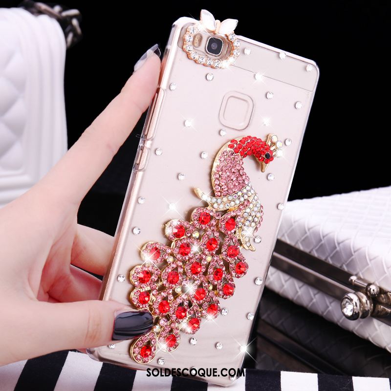 Coque Huawei P9 Lite Jeunesse Rouge Strass Téléphone Portable Étui Pas Cher