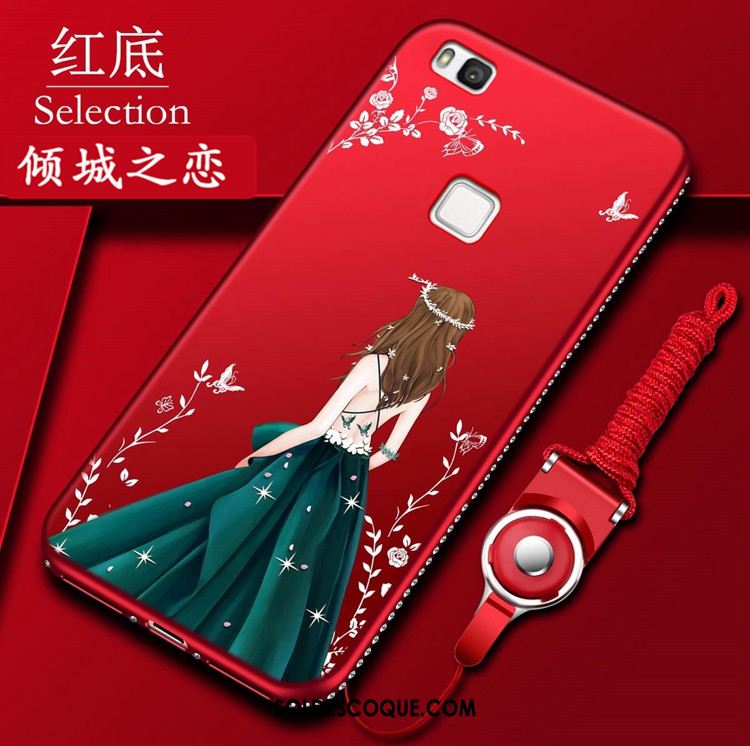 Coque Huawei P9 Lite Strass Fluide Doux Silicone Téléphone Portable Rouge Housse En Ligne