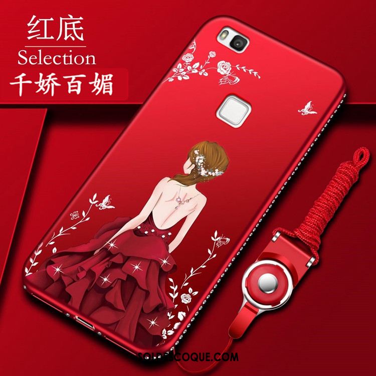 Coque Huawei P9 Lite Strass Fluide Doux Silicone Téléphone Portable Rouge Housse En Ligne