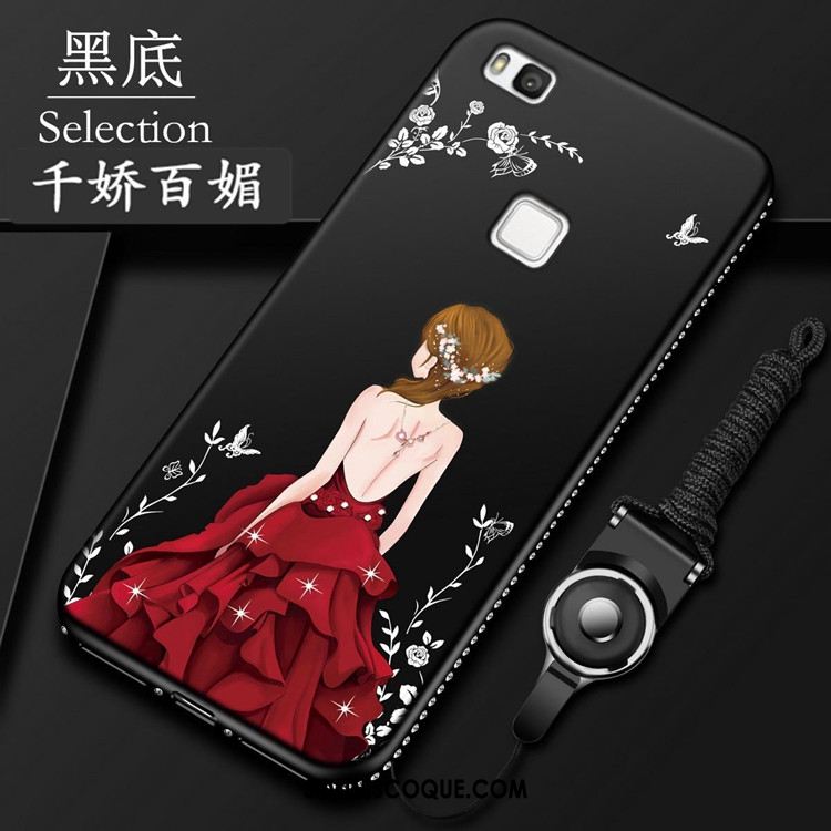 Coque Huawei P9 Lite Strass Fluide Doux Silicone Téléphone Portable Rouge Housse En Ligne