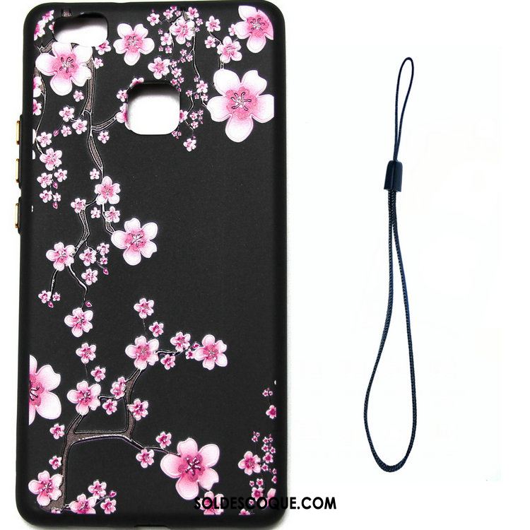 Coque Huawei P9 Lite Téléphone Portable Fleur Gaufrage Noir Jeunesse France