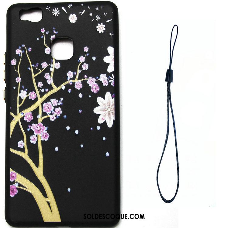 Coque Huawei P9 Lite Téléphone Portable Fleur Gaufrage Noir Jeunesse France