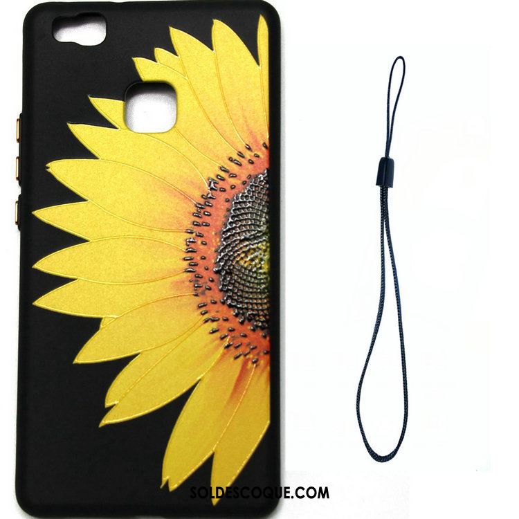 Coque Huawei P9 Lite Téléphone Portable Fleur Gaufrage Noir Jeunesse France